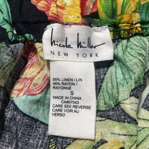 Nicole Miller Tropical Linen Blend Boho Beachy Novelty Coastal Shorts Size Small - Picture 5 of 5